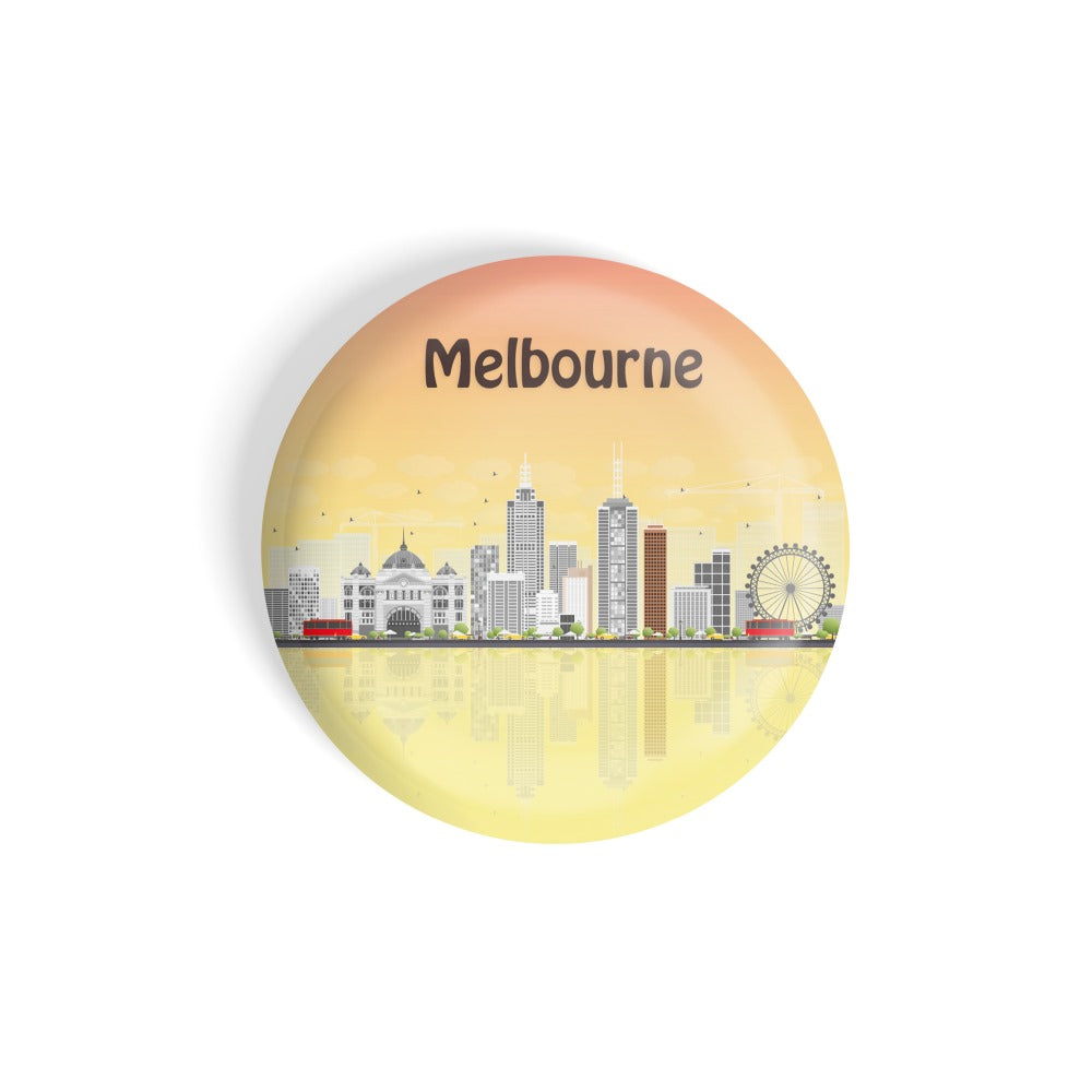 dhcrafts Round Fridge Magnet Multicolour Places Melbourne City In Australia Glossy Finish Design Pack of 1 (75 mm)